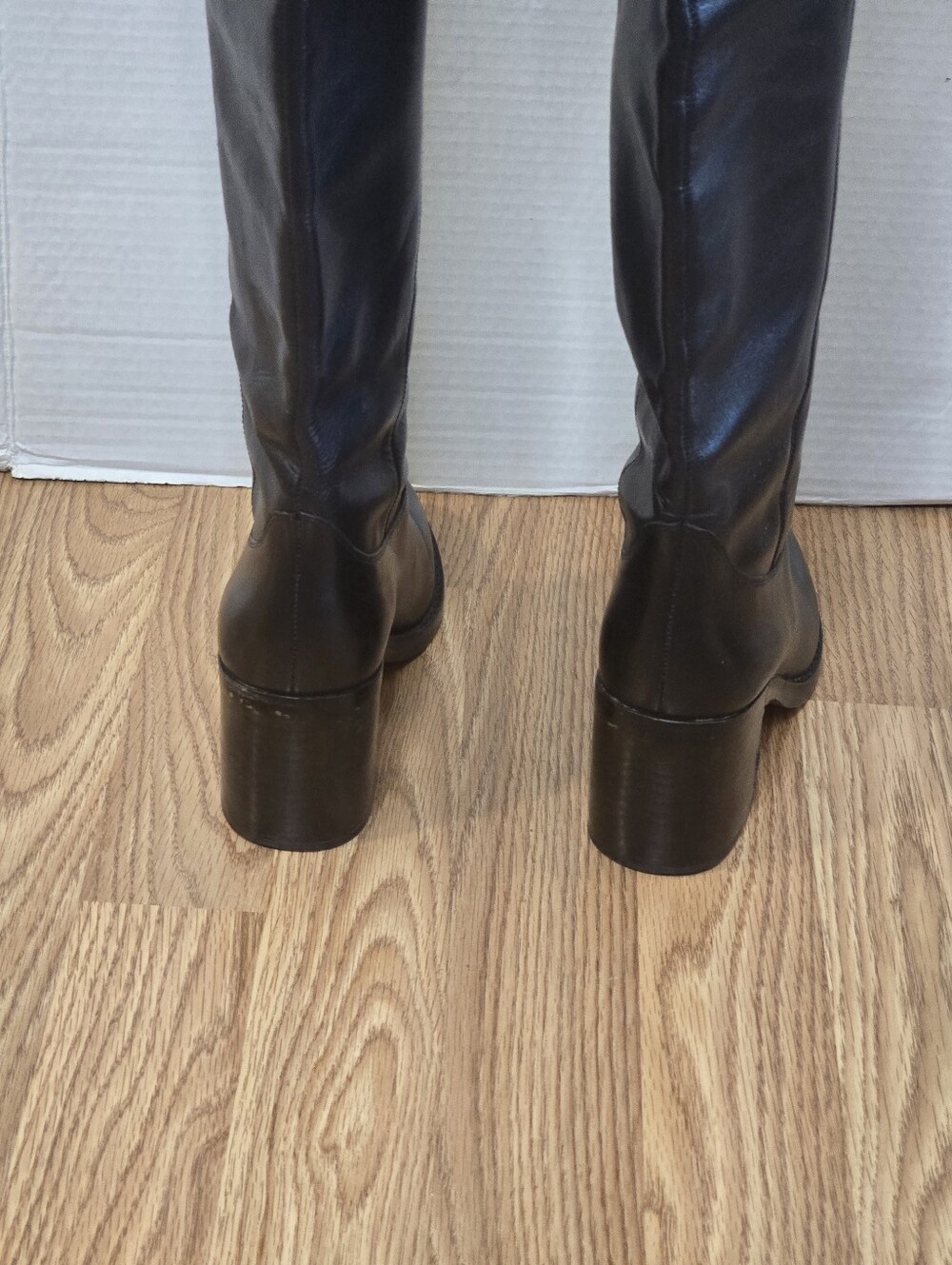 J.Crew Leather Over the Knee Boots Women's Size 7 Black Block Heel Riding - Picture 7 of 12